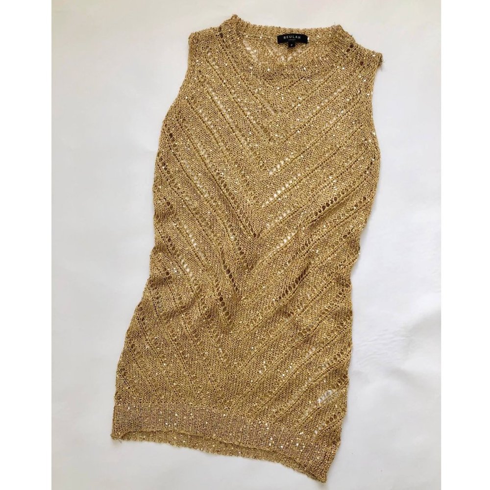 Mini Gold Knitted Dress with Sequins Size Small